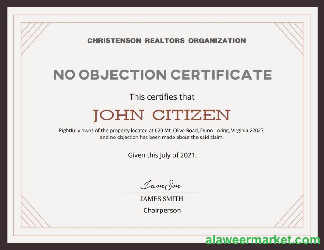 USA No Objection cert